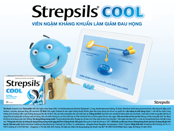 Banner thông tin sản phẩm viên ngậm Strepsils Cool
